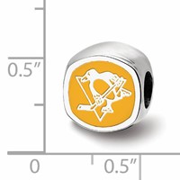 Sterling Silver Nhl LogoArt Pittsburgh Penguins Enameled Double Logo Bead view 3