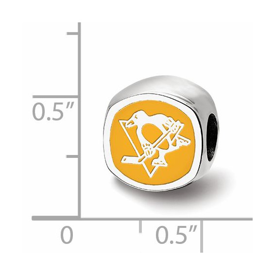 Sterling Silver NHL LogoArt Pittsburgh Penguins Enameled Double Logo Bead
