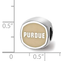 Sterling Silver Rhodium-plated LogoArt Purdue University Double Logo Enameled Bead view 4