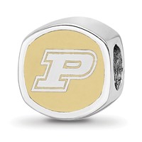 Sterling Silver Rhodium-plated LogoArt Purdue University Double Logo Enameled Bead view 1