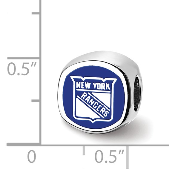 Sterling Silver RH-plated LogoArt New York Rangers Banner Enamel Bead
