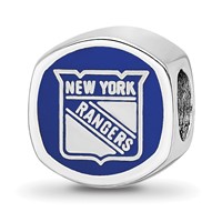 Sterling Silver RH-plated LogoArt New York Rangers Banner Enamel Bead view 1