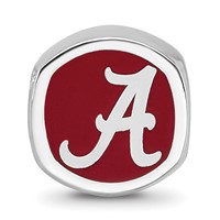 Sterling Silver Rhodium-plated LogoArt University of Alabama Enameled Double Logo Bead view 3