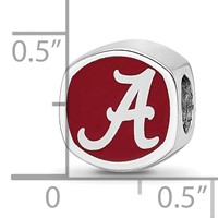 Sterling Silver Rhodium-plated LogoArt University of Alabama Enameled Double Logo Bead view 5