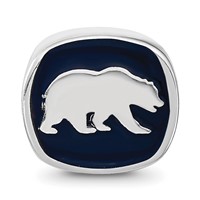 Sterling Silver Rhodium-plated LogoArt University of California Berkeley Bear Cal Double Logo Enameled Bead view 3
