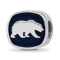 Sterling Silver Rhodium-plated LogoArt University of California Berkeley Bear Cal Double Logo Enameled Bead view 5