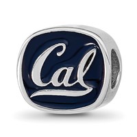 Sterling Silver Rhodium-plated LogoArt University of California Berkeley Bear Cal Double Logo Enameled Bead view 1
