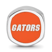 Sterling Silver Rhodium-plated LogoArt University of Florida Enameled Double Logo Bead view 3