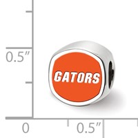 Sterling Silver Rhodium-plated LogoArt University of Florida Enameled Double Logo Bead view 4