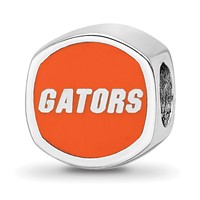 Sterling Silver Rhodium-plated LogoArt University of Florida Enameled Double Logo Bead view 1