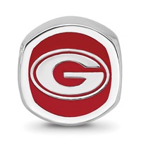 Sterling Silver Rhodium-plated LogoArt University of Georgia Enameled Double Logo Bead view 3