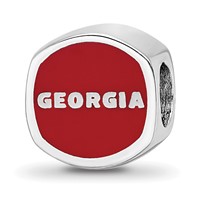Sterling Silver Rhodium-plated LogoArt University of Georgia Enameled Double Logo Bead view 5