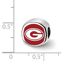 Sterling Silver Rhodium-plated LogoArt University of Georgia Enameled Double Logo Bead view 4