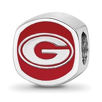 Sterling Silver Rhodium-plated LogoArt University of Georgia Enameled Double Logo Bead view 1