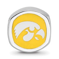 Sterling Silver Rhodium-plated LogoArt University of Iowa Double Logo Enameled Bead view 3