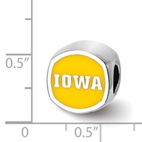 Sterling Silver Rhodium-plated LogoArt University of Iowa Double Logo Enameled Bead view 4