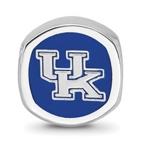 Sterling Silver Rhodium-plated LogoArt University of Kentucky U-k Enameled Bead view 4