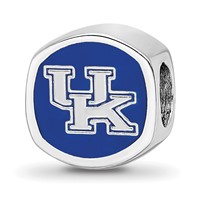 Sterling Silver Rhodium-plated LogoArt University of Kentucky U-k Enameled Bead view 1