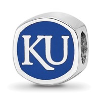 Sterling Silver Rhodium-plated LogoArt University of Kansas Enameled Double Logo Bead view 5