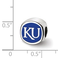 Sterling Silver Rhodium-plated LogoArt University of Kansas Enameled Double Logo Bead view 4