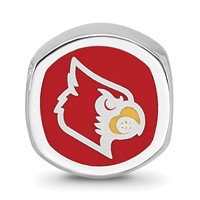 Sterling Silver Rhodium-plated LogoArt University of Louisville Double Logo Enameled Bead view 3