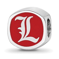 Sterling Silver Rhodium-plated LogoArt University of Louisville Double Logo Enameled Bead view 5
