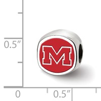 Sterling Silver Rhodium-plated LogoArt University of Mississippi Enameled Double Logo Bead view 4