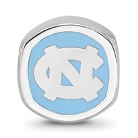 Sterling Silver Rhodium-plated LogoArt University of North Carolina Double Logo Enameled Bead view 3