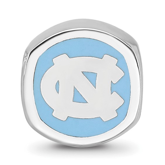 Sterling Silver Rhodium-plated LogoArt University Of North Carolina Double Logo Enameled Bead