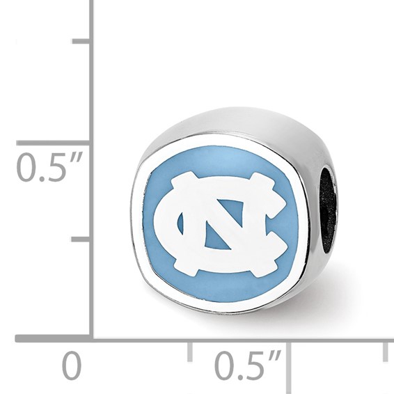 Sterling Silver Rhodium-plated LogoArt University Of North Carolina Double Logo Enameled Bead