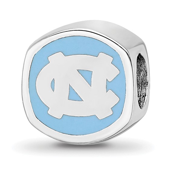 Sterling Silver Rhodium-plated LogoArt University Of North Carolina Double Logo Enameled Bead
