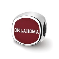Sterling Silver Rhodium-plated LogoArt University of Oklahoma Double Logo Enameled Bead view 2