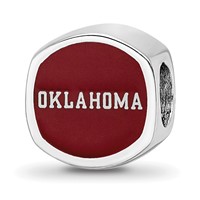 Sterling Silver Rhodium-plated LogoArt University of Oklahoma Double Logo Enameled Bead view 5