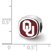 Sterling Silver Rhodium-plated LogoArt University of Oklahoma Double Logo Enameled Bead view 4