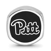Sterling Silver Rhodium-plated LogoArt University of Pittsburgh Enameled Double Logo Bead view 3