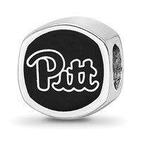 Sterling Silver Rhodium-plated LogoArt University of Pittsburgh Enameled Double Logo Bead view 5