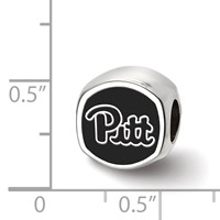 Sterling Silver Rhodium-plated LogoArt University of Pittsburgh Enameled Double Logo Bead view 4