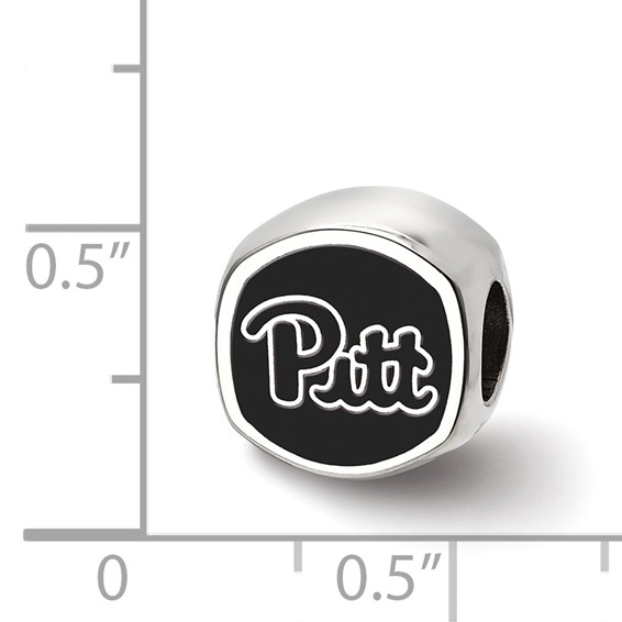 Sterling Silver Rhodium-plated LogoArt University of Pittsburgh Enameled Double Logo Bead