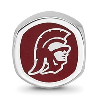 Sterling Silver Rhodium-plated LogoArt University of Southern California Double Logo Enameled Bead view 3