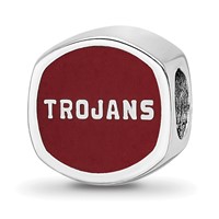 Sterling Silver Rhodium-plated LogoArt University of Southern California Double Logo Enameled Bead view 5