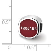 Sterling Silver Rhodium-plated LogoArt University of Southern California Double Logo Enameled Bead view 4