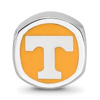 Sterling Silver Rhodium-plated LogoArt University of Tennessee Enameled Double Logo Bead view 3