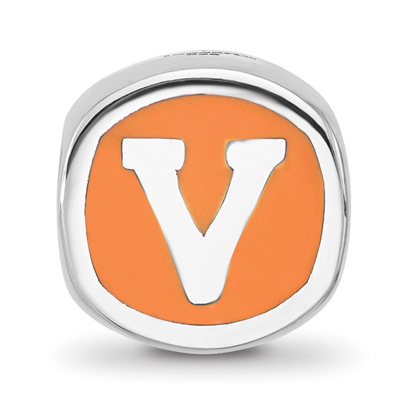 Sterling Silver Rhodium-plated LogoArt University of Virginia Double Logo Enameled Bead