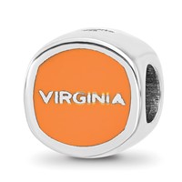 Sterling Silver Rhodium-plated LogoArt University of Virginia Double Logo Enameled Bead view 4