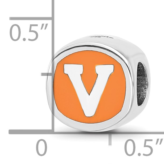 Sterling Silver Rhodium-plated LogoArt University of Virginia Double Logo Enameled Bead