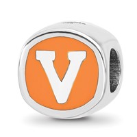 Sterling Silver Rhodium-plated LogoArt University of Virginia Double Logo Enameled Bead view 1