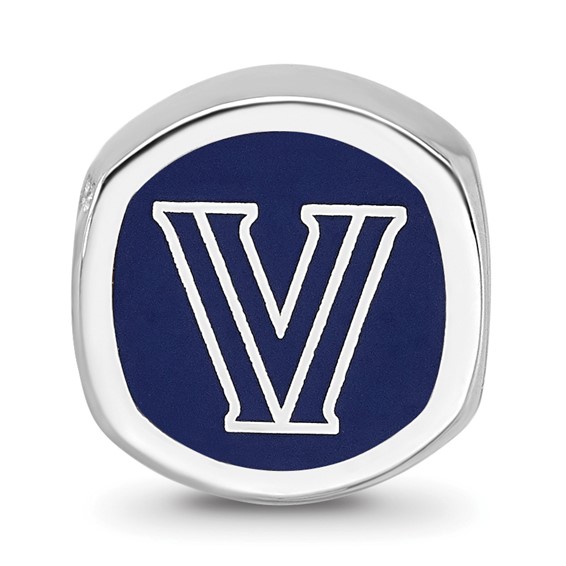 Sterling Silver Rhodium-plated LogoArt Villanova University Enameled Double Logo Bead