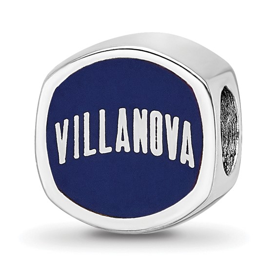 Sterling Silver Rhodium-plated LogoArt Villanova University Enameled Double Logo Bead