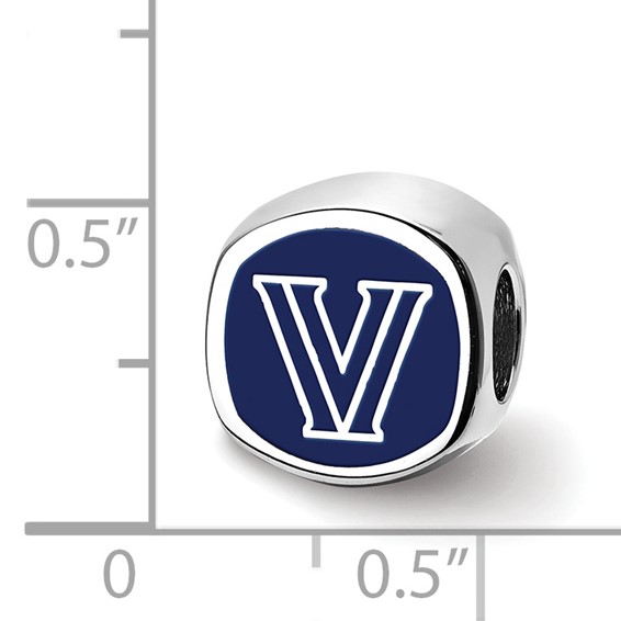 Sterling Silver Rhodium-plated LogoArt Villanova University Enameled Double Logo Bead