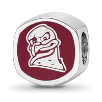 Sterling Silver Rhodium-plated LogoArt Virginia Tech V-t Enameled Double Logo Bead view 5
